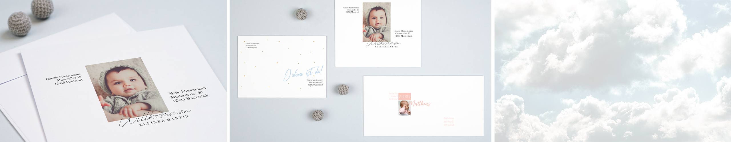 Enveloppes de naissance avec photo et texte personnalisés
