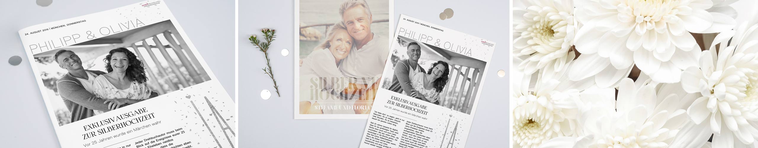 Journal pour les noces d'argent en différents designs